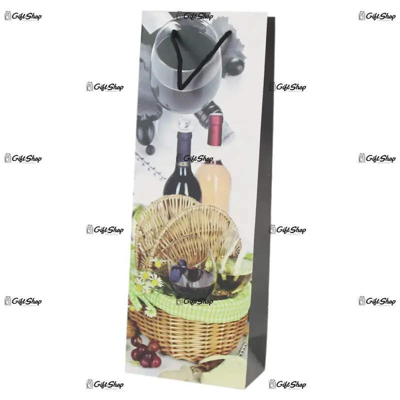 Punga cadou bauturi din hartie 13x36 cm, wine&grapes